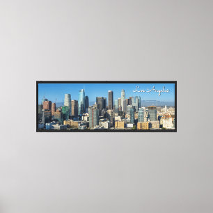 Panoramisch zicht op de skyline van Downtown Los A Canvas Afdruk