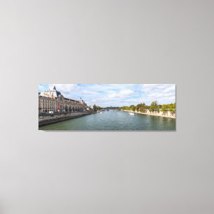 Panoramisch zicht op Musee d'Orsay vanaf Pont Roya Canvas Afdruk