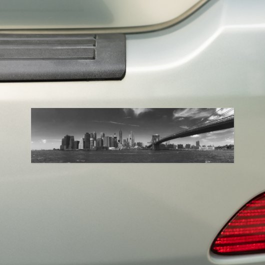 Panoramisch Zwart Wit Brooklyn Bumpersticker (Op auto)