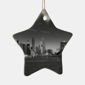 Panoramisch Zwart Wit Brooklyn Keramisch Ornament (Rechts)