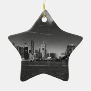 Panoramisch Zwart Wit Brooklyn Keramisch Ornament