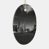 Panoramisch Zwart Wit Brooklyn Keramisch Ornament (Rechts)