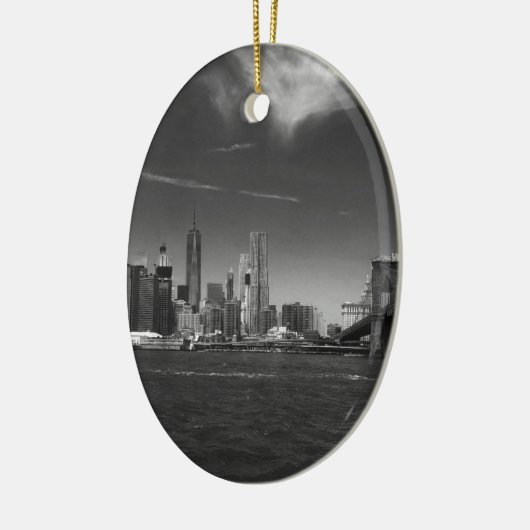 Panoramisch Zwart Wit Brooklyn Keramisch Ornament (Links)