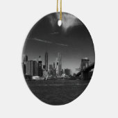 Panoramisch Zwart Wit Brooklyn Keramisch Ornament (Rechts)