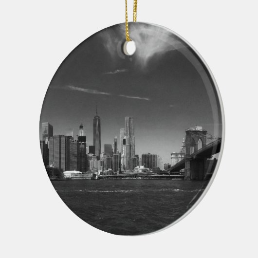 Panoramisch Zwart Wit Brooklyn Keramisch Ornament (Links)