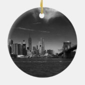 Panoramisch Zwart Wit Brooklyn Keramisch Ornament (Achterkant)