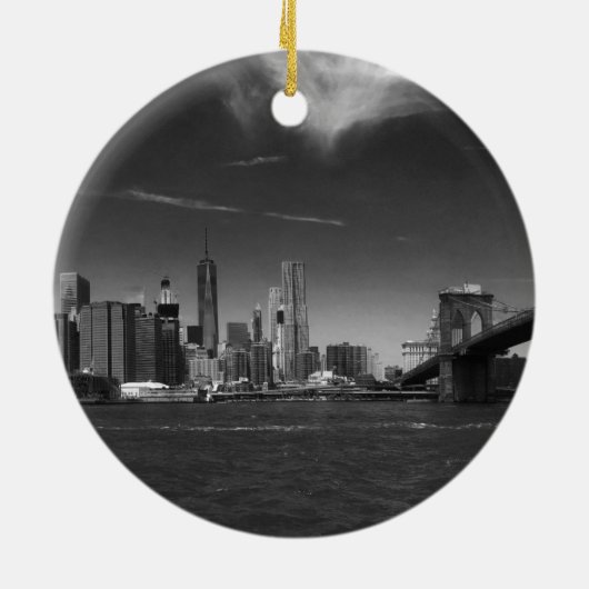 Panoramisch Zwart Wit Brooklyn Keramisch Ornament (Achterkant)