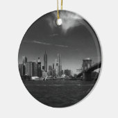 Panoramisch Zwart Wit Brooklyn Keramisch Ornament (Links)