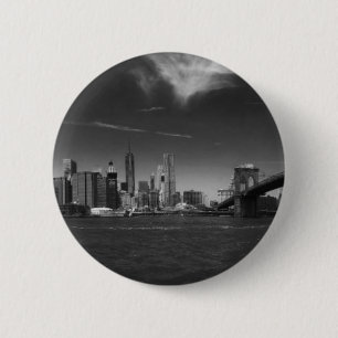 Panoramisch Zwart Wit Brooklyn Ronde Button 5,7 Cm