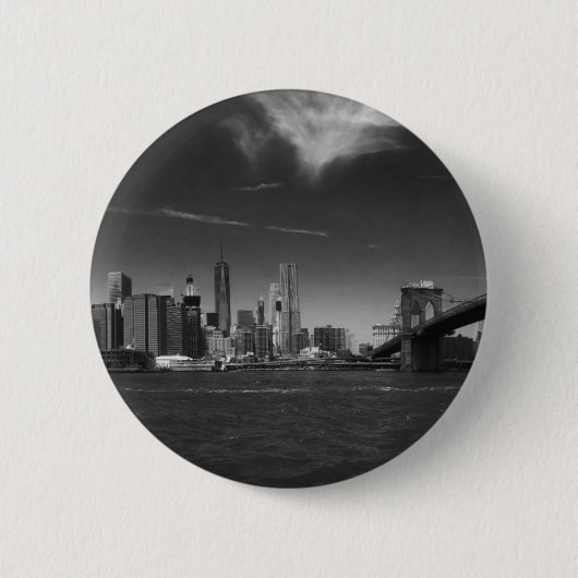 Panoramisch Zwart Wit Brooklyn Ronde Button 5,7 Cm (Voorkant)