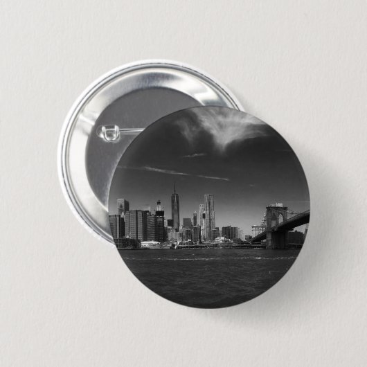 Panoramisch Zwart Wit Brooklyn Ronde Button 5,7 Cm (Voorkant /achterkant)