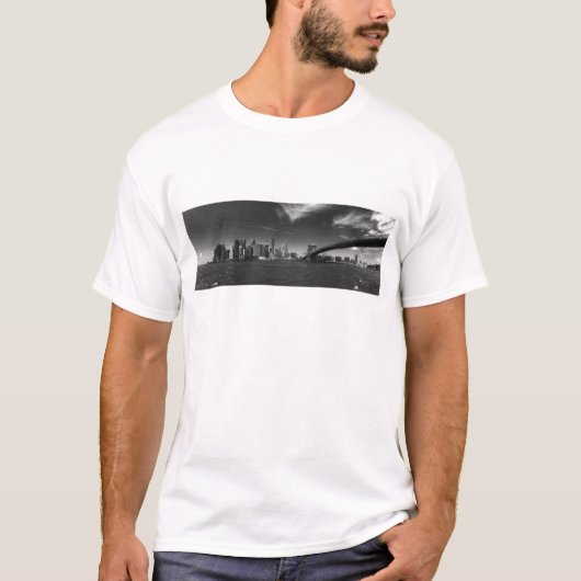 Panoramisch Zwart Wit Brooklyn T-shirt (Voorkant)