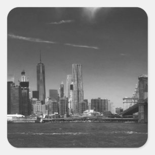 Panoramisch Zwart Wit Brooklyn Vierkante Sticker