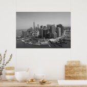 Panoramisch Zwart Wit New York Silhouet Poster (Keuken)