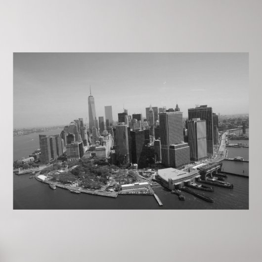 Panoramisch Zwart Wit New York Silhouet Poster (Voorkant)