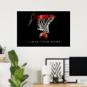 Panoramische Basketbalposter Ik hou van dit spel Poster (Thuiskantoor)