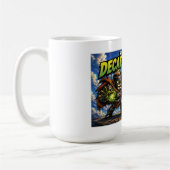 Panoramische Decaf Destroyer Coffee Superheld Comi Koffiemok (Links)