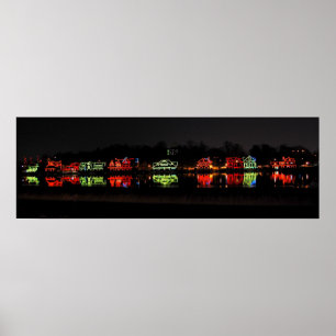 Panoramische foto van Boathouse Row met Kerstmis Poster