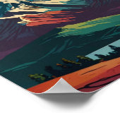 Panoramische mid-century modern bergposter poster (Hoek)