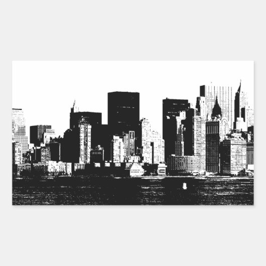 Panoramische New York City Rectangle Sticker (Voorkant)