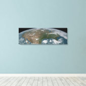Panoramische planeet Aarde en de VS. 2 Canvas Afdruk (Insitu (Houten vloer))