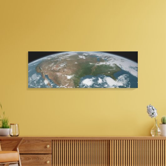 Panoramische planeet Aarde en de VS. 2 Canvas Afdruk (Insitu (Woonkamer))