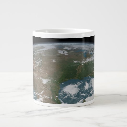 Panoramische planeet Aarde en de VS. 2 Grote Koffiekop (Voorkant)