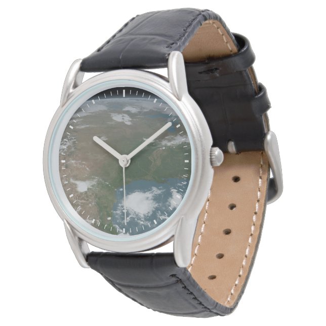 Panoramische planeet Aarde en de VS. 2 Horloge (Gekanteld)