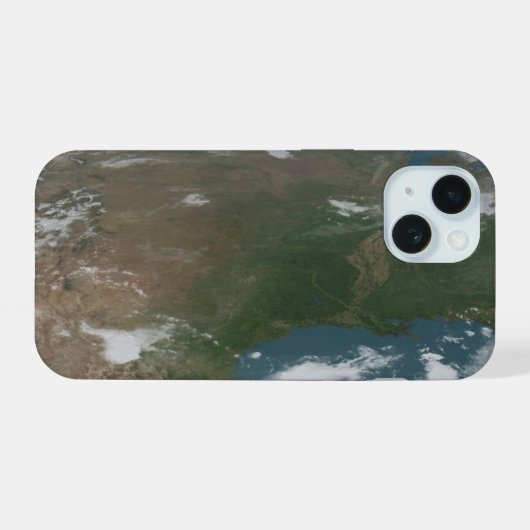 Panoramische planeet Aarde en de VS. 2 iPhone 15 Case (Achterkant horizontaal)