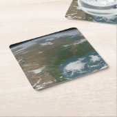 Panoramische planeet Aarde en de VS. 2 Kartonnen Onderzetters (Schuin)