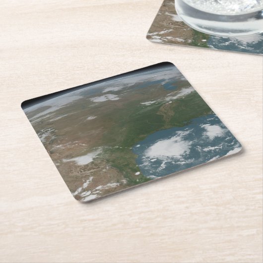 Panoramische planeet Aarde en de VS. 2 Kartonnen Onderzetters (Schuin)