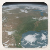 Panoramische planeet Aarde en de VS. 2 Kartonnen Onderzetters (Voorkant)