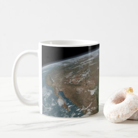 Panoramische planeet Aarde en de VS. 2 Koffiemok (Met donut)