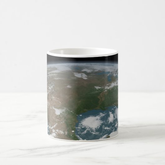 Panoramische planeet Aarde en de VS. 2 Koffiemok (Center)
