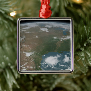 Panoramische planeet Aarde en de VS. 2 Metalen Ornament