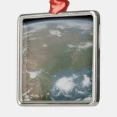 Panoramische planeet Aarde en de VS. 2 Metalen Ornament (Links)