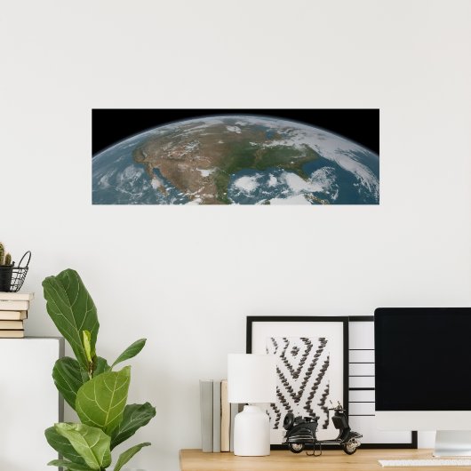 Panoramische planeet Aarde en de VS. 2 Poster (Thuiskantoor)