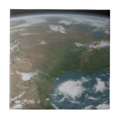 Panoramische planeet Aarde en de VS. 2 Tegeltje (Voorkant)
