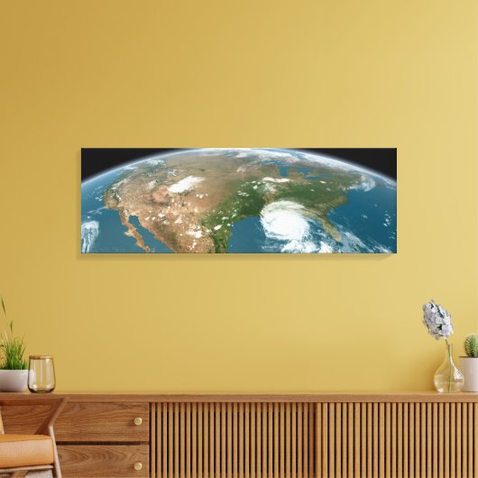 Panoramische planeet Aarde en de VS. Canvas Afdruk (Insitu (Woonkamer))