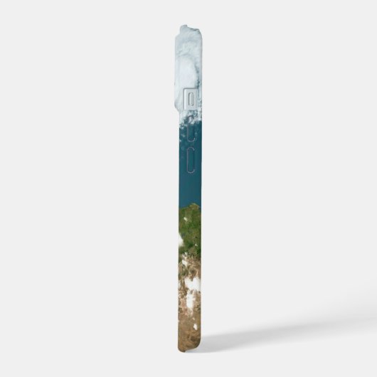 Panoramische planeet Aarde en de VS. iPhone 15 Case (Linkerkant)