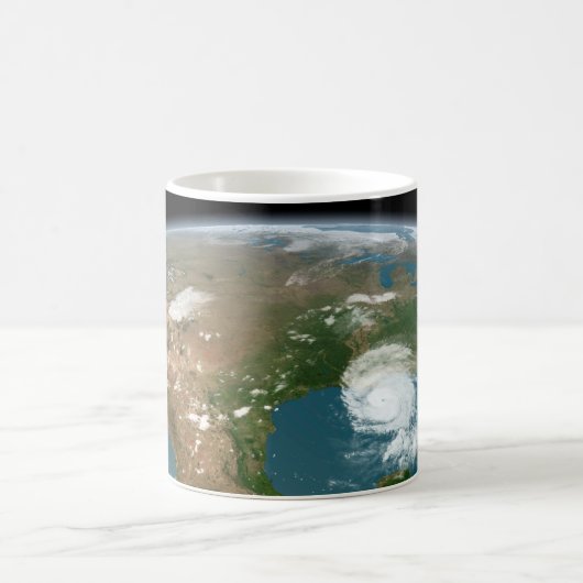 Panoramische planeet Aarde en de VS. Koffiemok (Center)