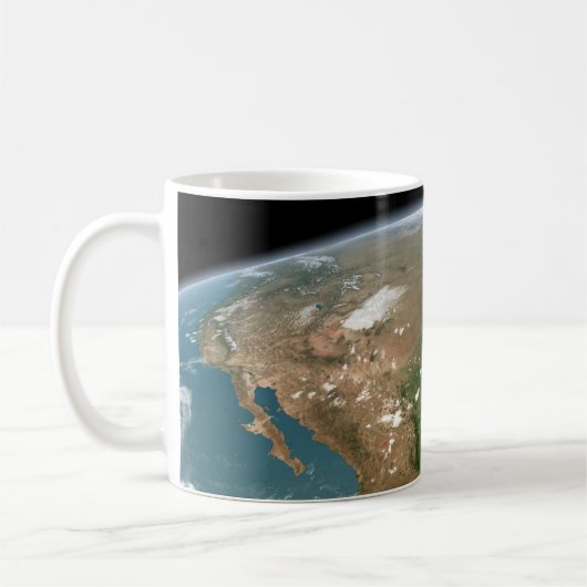 Panoramische planeet Aarde en de VS. Koffiemok (Links)