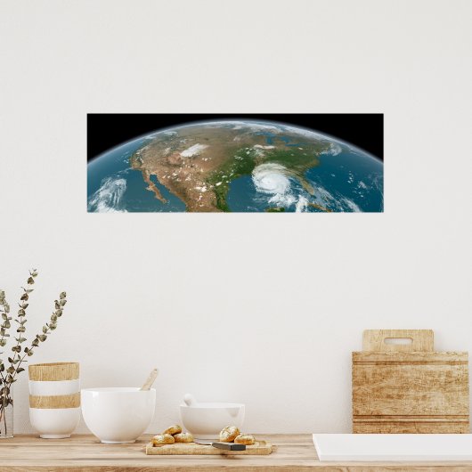 Panoramische planeet Aarde en de VS. Poster (Keuken)