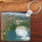 Panoramische planeet Aarde en de VS. Sleutelhanger (Achterkant)