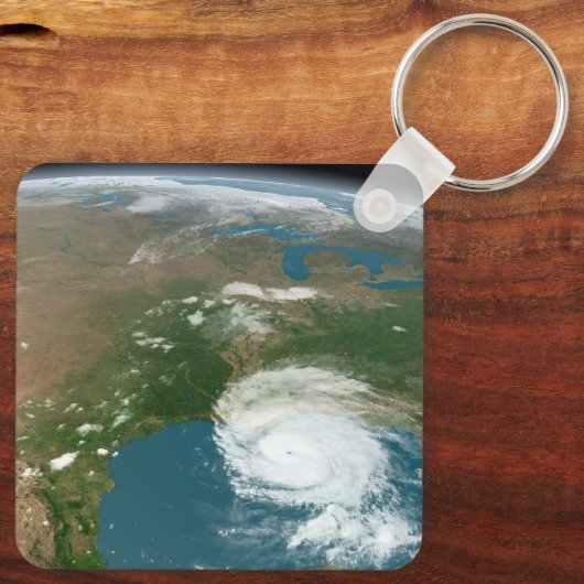 Panoramische planeet Aarde en de VS. Sleutelhanger (Achterkant)