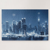 Panoramische skyline voor de winter in uw stad legpuzzel (Horizontaal)