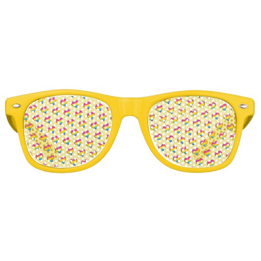 Panseksueel hartpatroon retro zonnebril (Voorkant)
