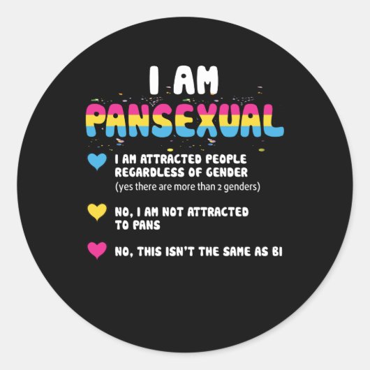 Panseksuele definitie - Funny Gay Pride LGBT Ronde Sticker (Voorkant)
