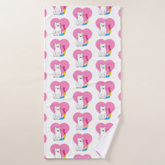 Panseksuele kat met hart badhanddoek