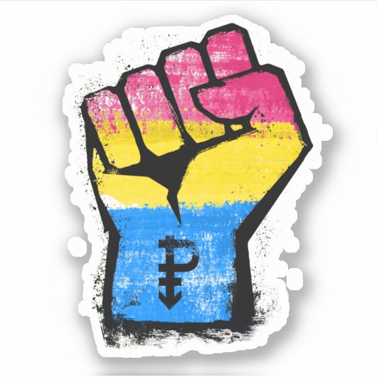 Panseksuele Protest Vuist Sticker (Voorkant)